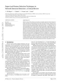 Supervised Feature Selection Techniques in Network Intrusion Detection:
  a Critical Review