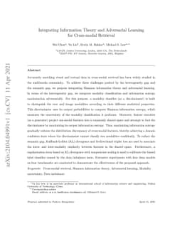 Integrating Information Theory and Adversarial Learning for Cross-modal
  Retrieval
