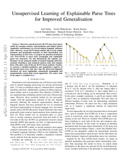 Unsupervised Learning of Explainable Parse Trees for Improved
  Generalisation
