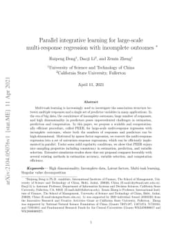 Parallel integrative learning for large-scale multi-response regression
  with incomplete outcomes