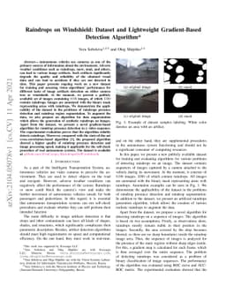 Raindrops on Windshield: Dataset and Lightweight Gradient-Based
  Detection Algorithm
