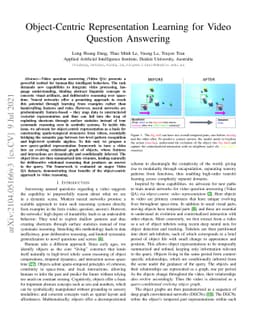 Object-Centric Representation Learning for Video Question Answering