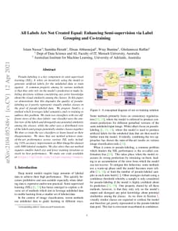 All Labels Are Not Created Equal: Enhancing Semi-supervision via Label
  Grouping and Co-training