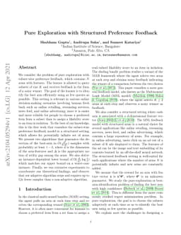 Pure Exploration with Structured Preference Feedback