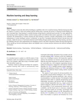 Machine learning and deep learning