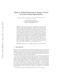 Efficient Model Monitoring for Quality Control in Cardiac Image
  Segmentation