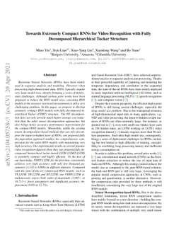 Towards Extremely Compact RNNs for Video Recognition with Fully
  Decomposed Hierarchical Tucker Structure