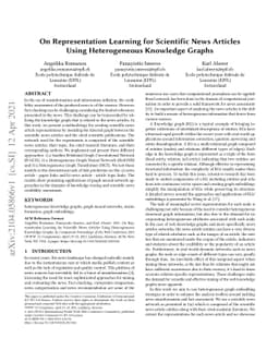 On Representation Learning for Scientific News Articles Using
  Heterogeneous Knowledge Graphs