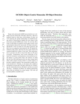 OCM3D: Object-Centric Monocular 3D Object Detection