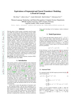Equivalence of Segmental and Neural Transducer Modeling: A Proof of
  Concept