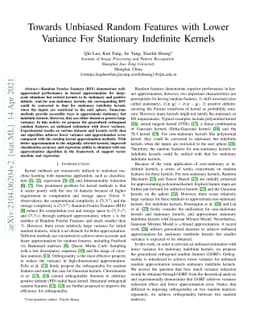 Towards Unbiased Random Features with Lower Variance For Stationary
  Indefinite Kernels