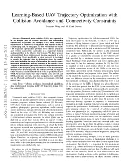 Learning-Based UAV Trajectory Optimization with Collision Avoidance and
  Connectivity Constraints