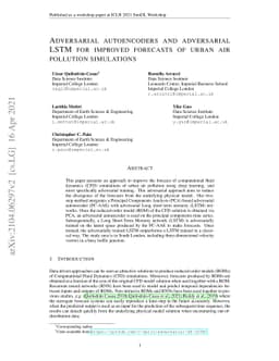 Adversarial autoencoders and adversarial LSTM for improved forecasts of
  urban air pollution simulations
