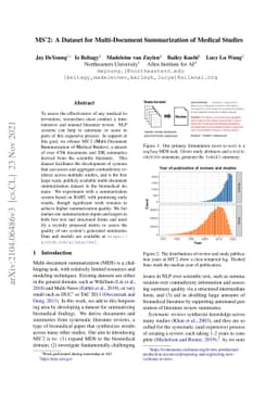 MS2: Multi-Document Summarization of Medical Studies
