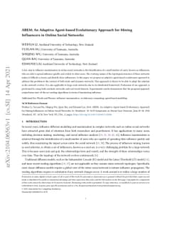ABEM: An Adaptive Agent-based Evolutionary Approach for Mining
  Influencers in Online Social Networks