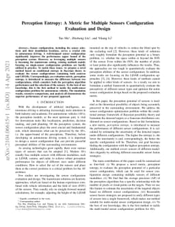 Perception Entropy: A Metric for Multiple Sensors Configuration
  Evaluation and Design