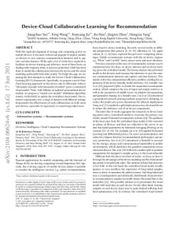 Device-Cloud Collaborative Learning for Recommendation