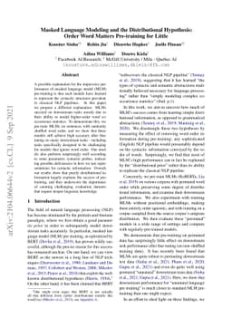 Masked Language Modeling and the Distributional Hypothesis: Order Word
  Matters Pre-training for Little