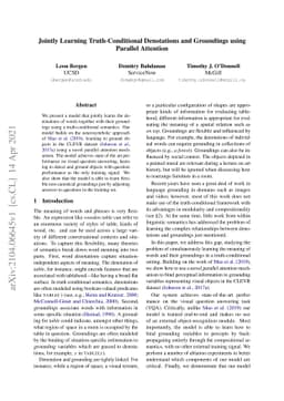 Jointly Learning Truth-Conditional Denotations and Groundings using
  Parallel Attention