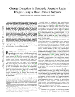 Change Detection in Synthetic Aperture Radar Images Using a Dual-Domain
  Network