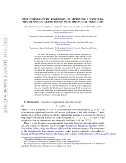 Deep Nonparametric Regression on Approximate Manifolds: Non-Asymptotic
  Error Bounds with Polynomial Prefactors