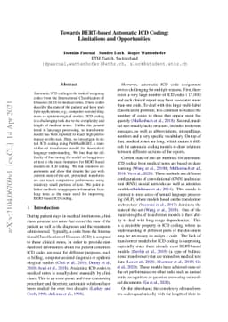 Towards BERT-based Automatic ICD Coding: Limitations and Opportunities