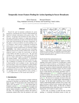 Temporally-Aware Feature Pooling for Action Spotting in Soccer
  Broadcasts