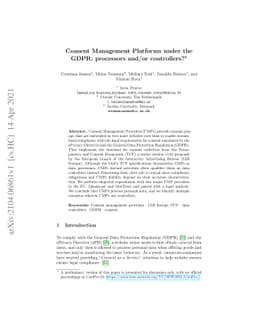 Consent Management Platforms under the GDPR: processors and/or
  controllers?