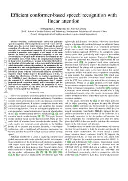 Efficient conformer-based speech recognition with linear attention