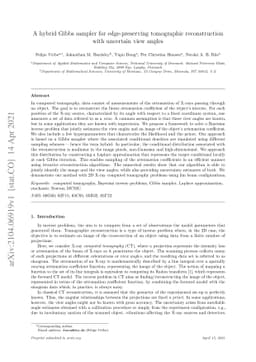 A hybrid Gibbs sampler for edge-preserving tomographic reconstruction
  with uncertain view angles