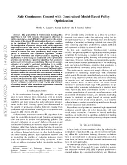 Safe Continuous Control with Constrained Model-Based Policy Optimization