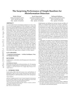 The Surprising Performance of Simple Baselines for Misinformation
  Detection