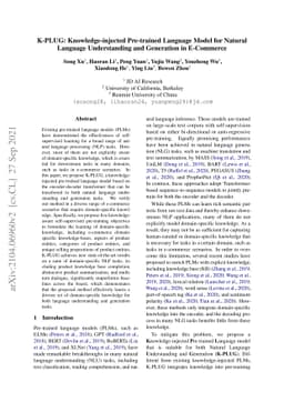 K-PLUG: Knowledge-injected Pre-trained Language Model for Natural
  Language Understanding and Generation in E-Commerce