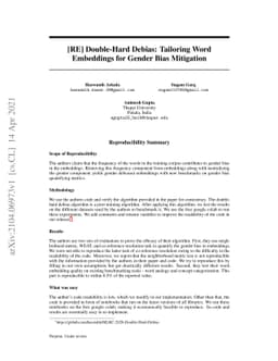 [RE] Double-Hard Debias: Tailoring Word Embeddings for Gender Bias
  Mitigation