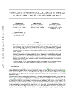 Translating synthetic natural language to database queries: a polyglot
  deep learning framework