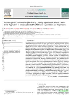 Anatomy-guided Multimodal Registration by Learning Segmentation without
  Ground Truth: Application to Intraprocedural CBCT/MR Liver Segmentation and
  Registration