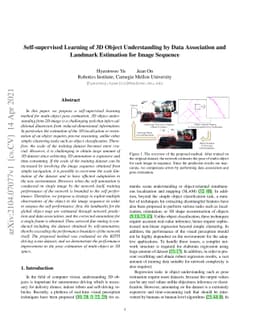 Self-supervised Learning of 3D Object Understanding by Data Association
  and Landmark Estimation for Image Sequence