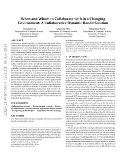 When and Whom to Collaborate with in a Changing Environment: A
  Collaborative Dynamic Bandit Solution