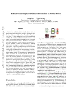 Federated Learning-based Active Authentication on Mobile Devices