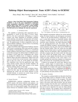Tabletop Object Rearrangement: Team ACRV's Entry to OCRTOC