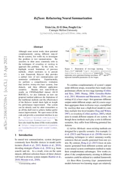RefSum: Refactoring Neural Summarization