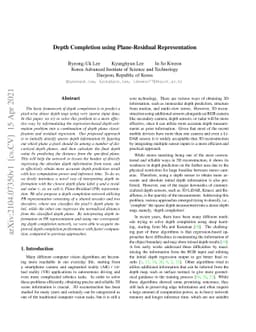 Depth Completion using Plane-Residual Representation