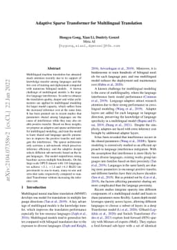 Adaptive Sparse Transformer for Multilingual Translation
