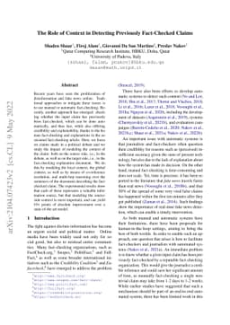 The Role of Context in Detecting Previously Fact-Checked Claims