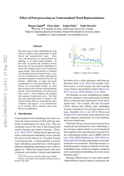 Effect of Post-processing on Contextualized Word Representations