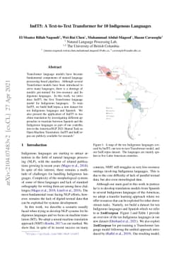 IndT5: A Text-to-Text Transformer for 10 Indigenous Languages