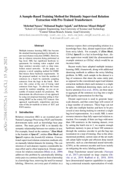 A Sample-Based Training Method for Distantly Supervised Relation
  Extraction with Pre-Trained Transformers