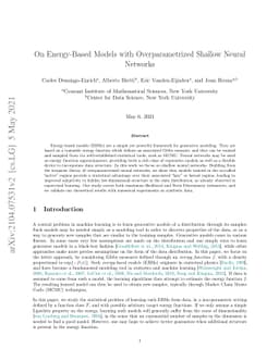 On Energy-Based Models with Overparametrized Shallow Neural Networks