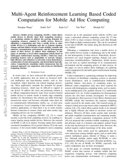 Multi-Agent Reinforcement Learning Based Coded Computation for Mobile Ad
  Hoc Computing