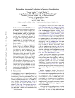 Rethinking Automatic Evaluation in Sentence Simplification